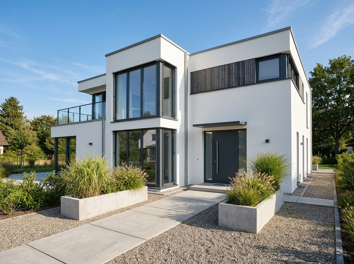 Modernes Haus mit Eingangsbereich (KI-generiertes Bild)